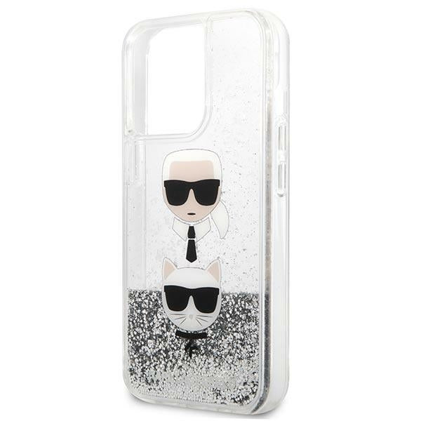 Karl Lagerfeld Liquid Glitter Karl&amp;Choupette Head case for iPhone 13 Pro Max - silver