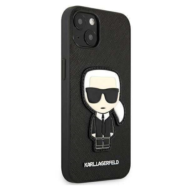 Karl Lagerfeld Saffiano Ikonik Karl's Patch Case for iPhone 13 mini - Black