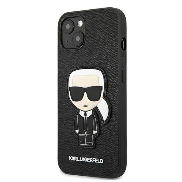 Karl Lagerfeld Saffiano Ikonik Karl&#39;s Patch Case for iPhone 13 mini - Black