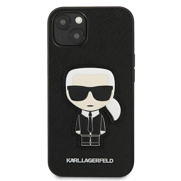 Karl Lagerfeld Saffiano Ikonik Karl&#39;s Patch Case for iPhone 13 mini - Black