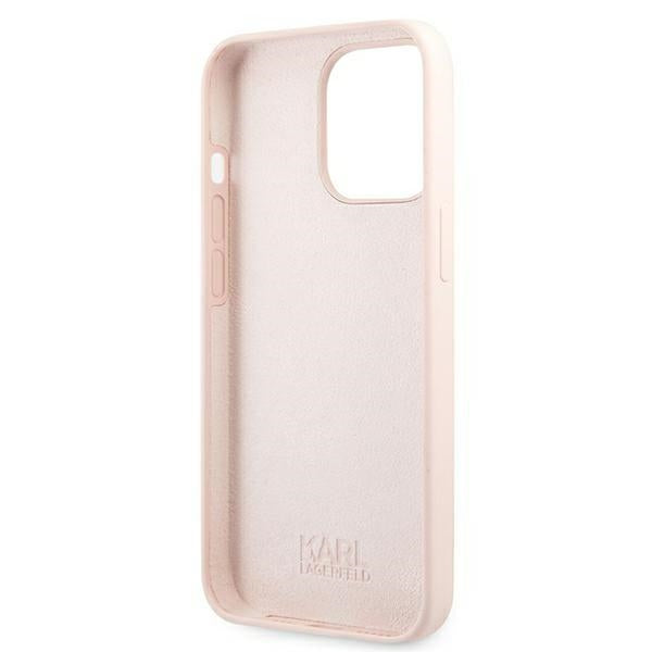 Karl Lagerfeld Silicone Ikonik Karl&amp;Choupette MagSafe Case for iPhone 13 Pro / iPhone 13 - Light Pink