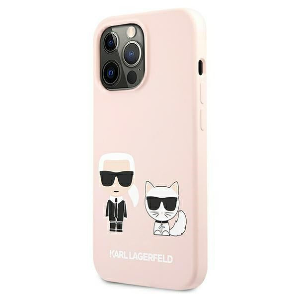 Karl Lagerfeld Silicone Ikonik Karl&amp;Choupette MagSafe Case for iPhone 13 Pro Max - Light Pink