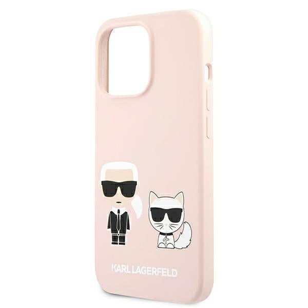 Karl Lagerfeld Silicone Ikonik Karl&amp;Choupette MagSafe Case for iPhone 13 Pro Max - Light Pink