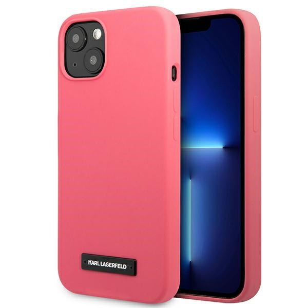 Karl Lagerfeld Silicone Plaque iPhone 13 Case - Fuchsia