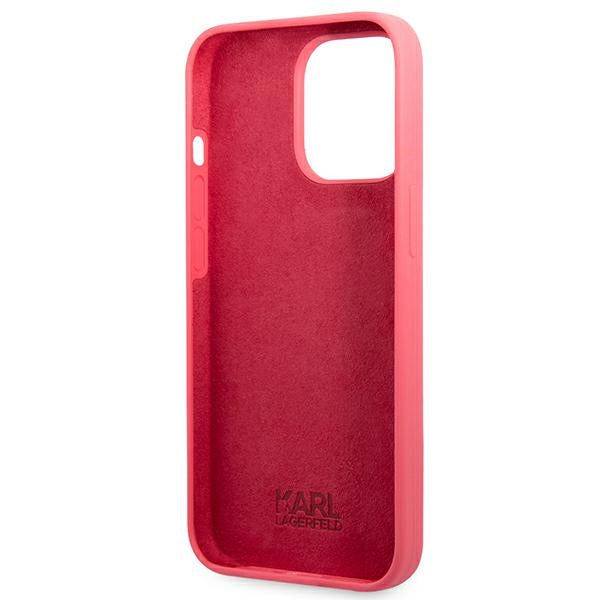 Karl Lagerfeld Silicone Plaque Case for iPhone 13 Pro Max - Fuchsia