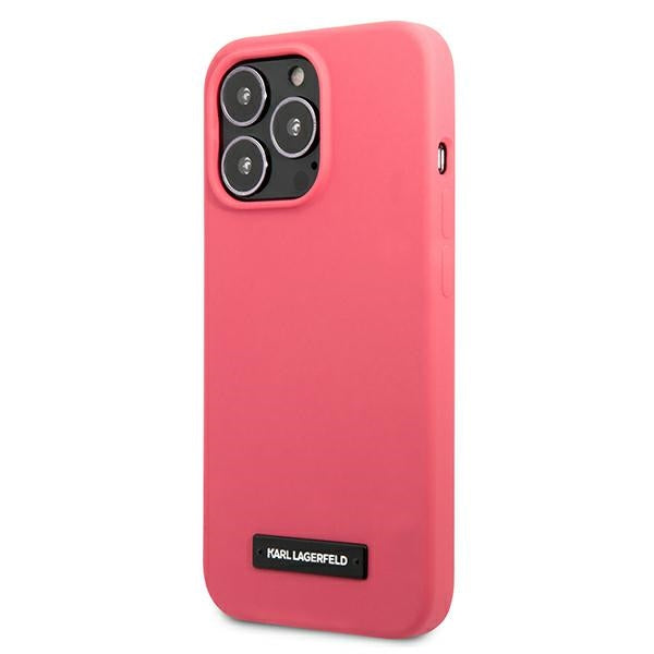Karl Lagerfeld Silicone Plaque Case for iPhone 13 Pro Max - Fuchsia