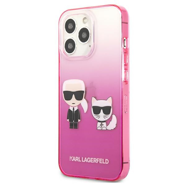 Karl Lagerfeld Gradient Ikonik Karl&amp;Choupette Case for iPhone 13 Pro / iPhone 13 - Pink