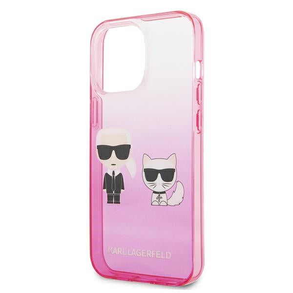 Karl Lagerfeld Gradient Ikonik Karl&amp;Choupette Case for iPhone 13 Pro / iPhone 13 - Pink