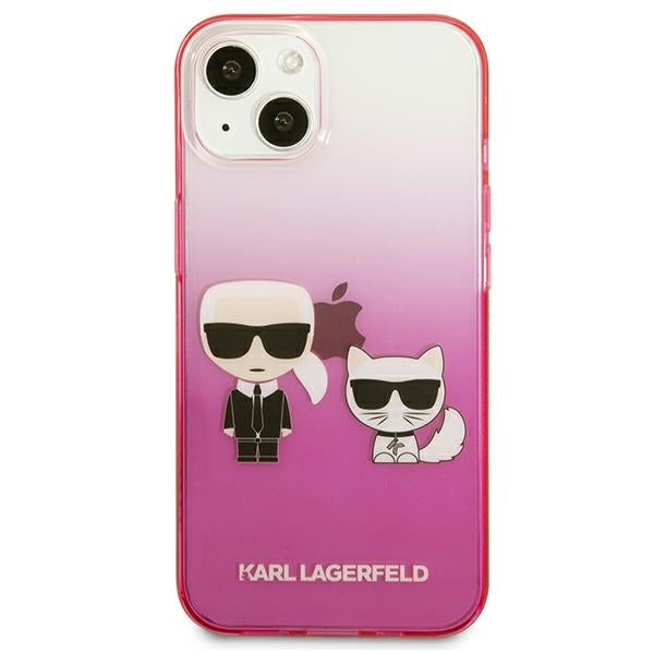 Karl Lagerfeld Gradient Ikonik Karl&amp;Choupette Case for iPhone 13 mini - Pink