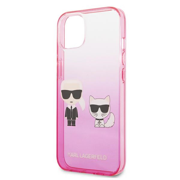 Karl Lagerfeld Gradient Ikonik Karl&amp;Choupette Case for iPhone 13 mini - Pink