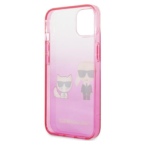 Karl Lagerfeld Gradient Ikonik Karl&amp;Choupette Case for iPhone 13 mini - Pink
