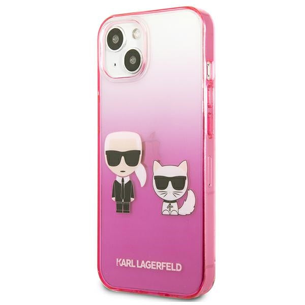 Karl Lagerfeld Gradient Ikonik Karl&amp;Choupette Case for iPhone 13 mini - Pink