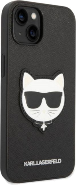 Karl Lagerfeld Saffiano Choupette Head Patch Case for iPhone 14 Plus - Black