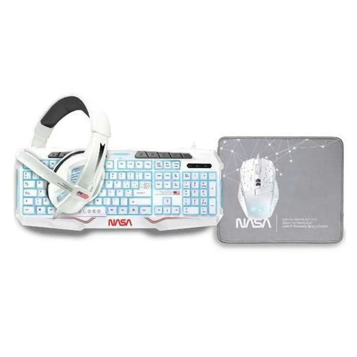 Keyboard and Mouse NASA ANDROMEDA4IN1-W White Multicolour Spanish Qwerty - Електроника Периферни и резервни