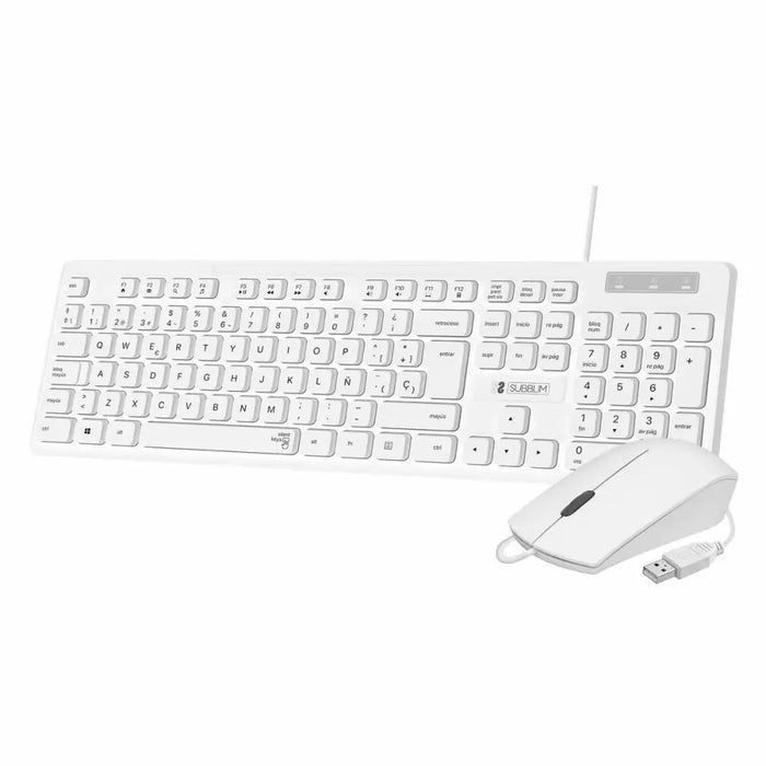 Keyboard and Mouse Subblim SUBKBC-CSSK02 White Spanish Qwerty QWERTY - Електроника Периферни и резервни