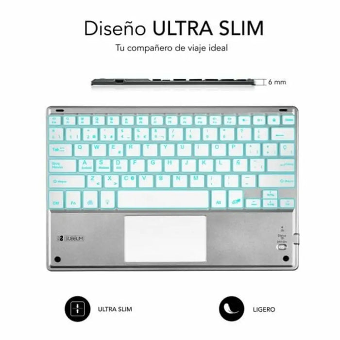 Keyboard and Touchpad Subblim SUB-KBT-SMBT50 Silver Spanish Qwerty QWERTY - Електроника Периферни и резервни