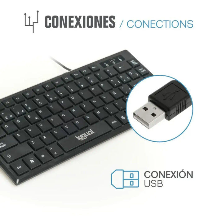 Keyboard iggual Teclado USB compacto TKL Slim TKL-USB negro Black - Електроника Периферни и резервни части<<<Компютри|