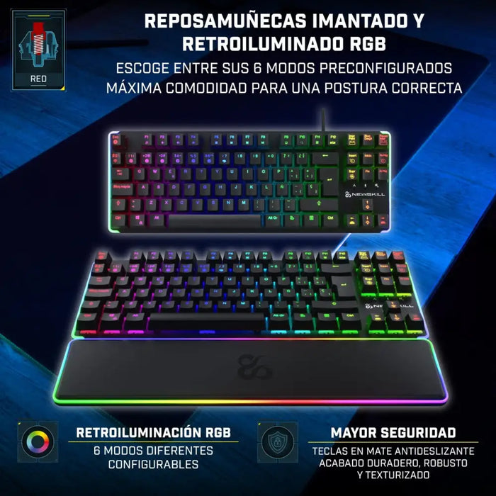 Keyboard Newskill NS-KB-GUNGNYR-GAT-RE Spanish Qwerty QWERTY Black - Електроника Периферни и резервни части<<<Компютри|