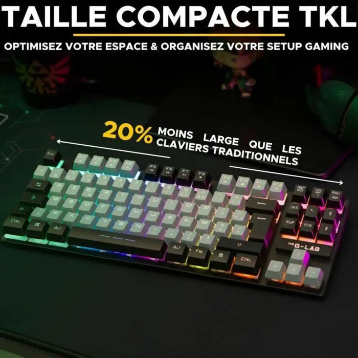Keyboard The G-Lab KEYZ CAESIUM Black Grey Azerty French - Електроника Периферни и резервни части<<<Компютри|