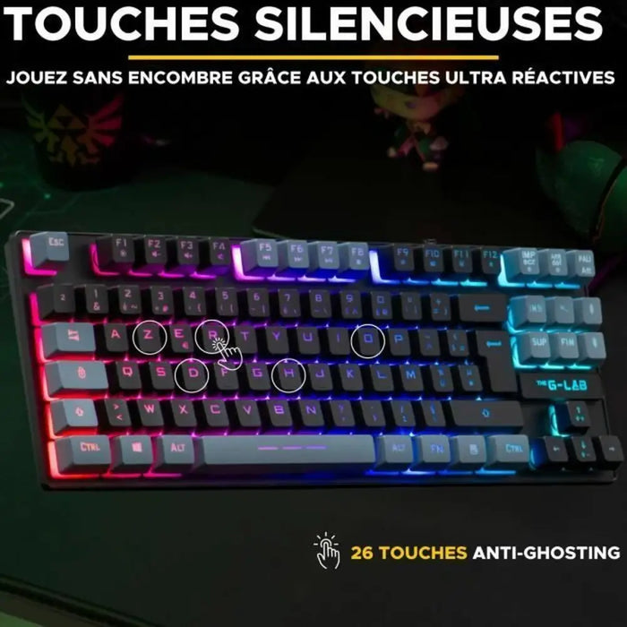 Keyboard The G-Lab KEYZ CAESIUM Black Grey Azerty French - Електроника Периферни и резервни части<<<Компютри|