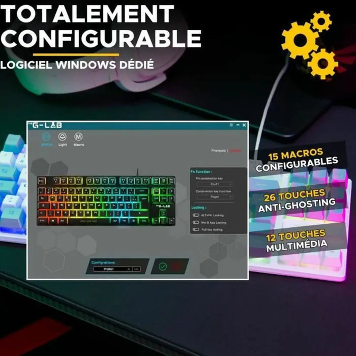 Keyboard The G-Lab KEYZ CAESIUM Grey Azerty French - Електроника Периферни и резервни части<<<Компютри|