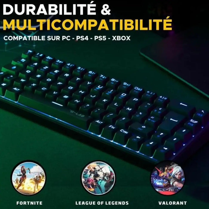 Keyboard The G-Lab KEYZ TITAN Black Azerty French - Електроника Периферни и резервни части<<<Компютри|