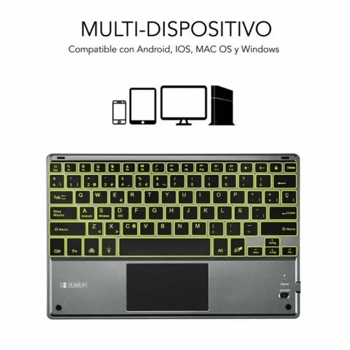 Keyboard with Touchpad Subblim SUB-KBT-SMBT51 Grey Multicolour Spanish Qwerty QWERTY - Електроника Периферни и резервни