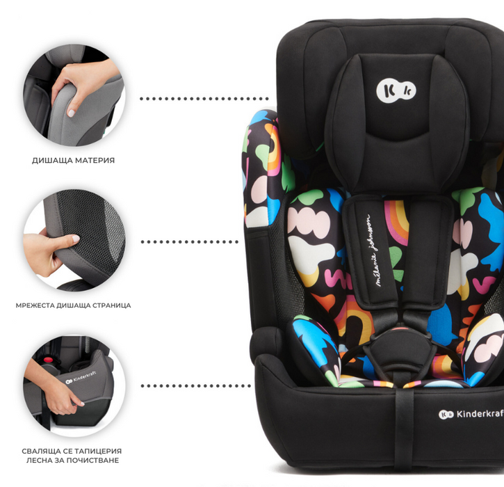 Car seat KinderKraft - Comfort Up, i-Size, 76-150 cm, Happy Shapes