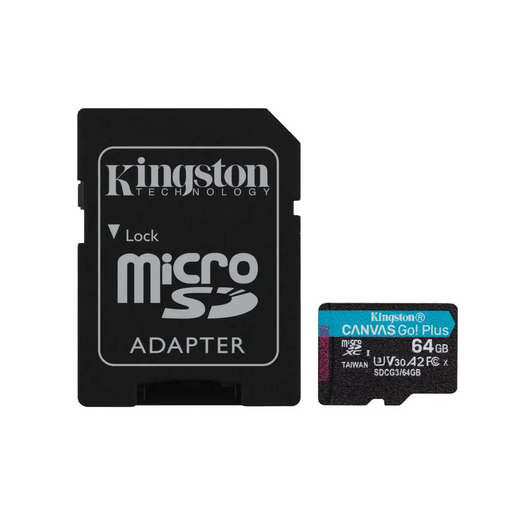 KINGSTON 64GB microSDXC Canvas Go Plus 170R A2 U3 V30 Card ADP - Памети SD<<<Памети<<<Компоненти<<<ALSO&&&Карти
