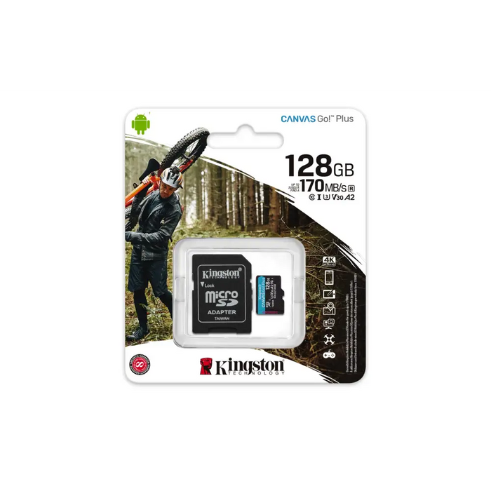 Kingston Technology 128GB microSDXC Canvas Go Plus 170R A2 U3 V30 Card + ADP - Памети