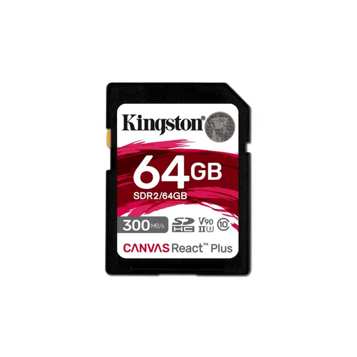 Kingston Technology 64GB Canvas React Plus SDXC UHS-II 300R/260W U3 V90 for Full HD/4K/8K - Карти памет<<<Фото и видео