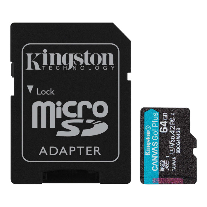 Memory card Kingston Canvas Go! Plus Gen4 microSDXC 64GB, 200GB/s, Class 10, U3, V30, A2, Adapter