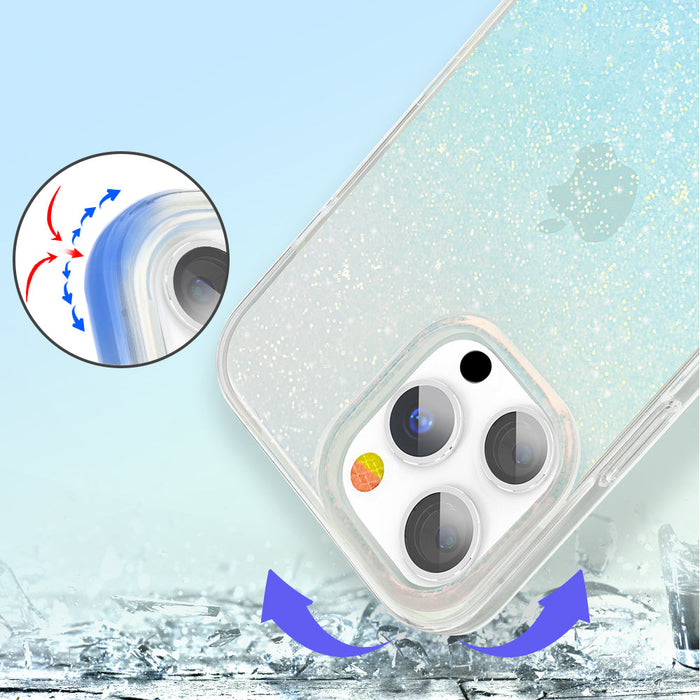 Kingxbar Streamer Series luxury elegant phone case for iPhone 13 Pro blue (Triangle) - Cell phone cases