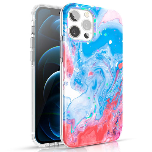 Kingxbar Watercolor Series color case for iPhone 12 Pro Max Blue-pink - Cell phone cases and covers<<<HurtelXML