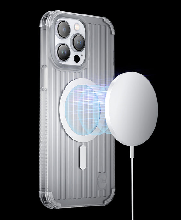 Kingxbar PQY Go Out Series magnetic case for iPhone 14 Plus MagSafe silver
