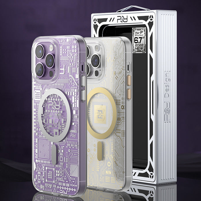 Kingxbar PQY Geek Series magnetic case for iPhone 14 Plus MagSafe silver