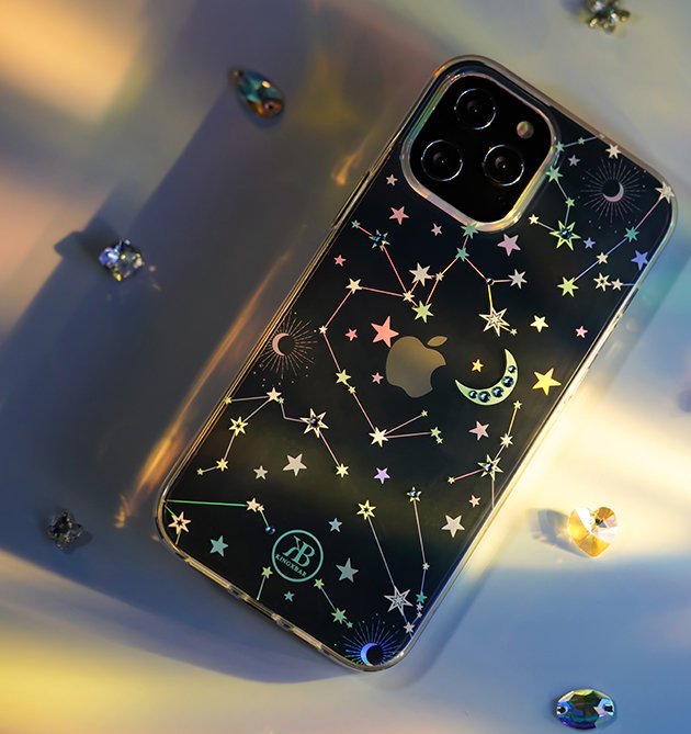 Kingxbar Lucky Series case decorated with original Swarovski crystals iPhone 12 mini transparent (Clover)