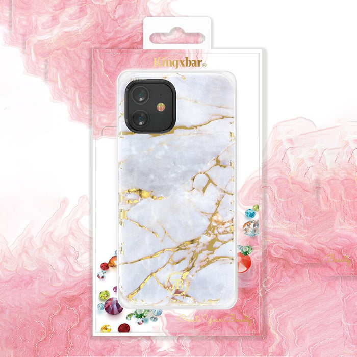 Kingxbar Agate Series case decorated printed Agate iPhone 12 mini red