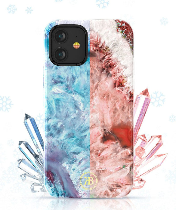Kingxbar Agate Series case decorated printed Agate iPhone 12 mini green