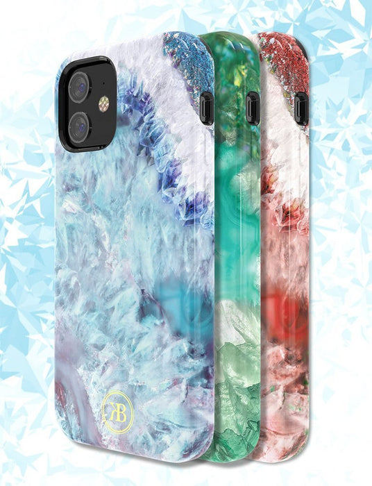 Kingxbar Agate Series case decorated printed Agate iPhone 12 mini green