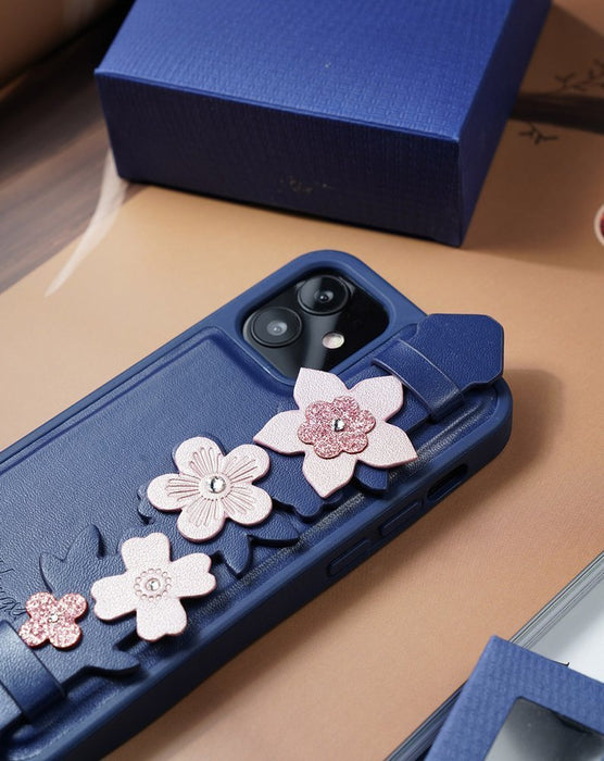 Kingxbar Sweet Series case decorated with original Swarovski crystals iPhone 12 Pro / iPhone 12 blue