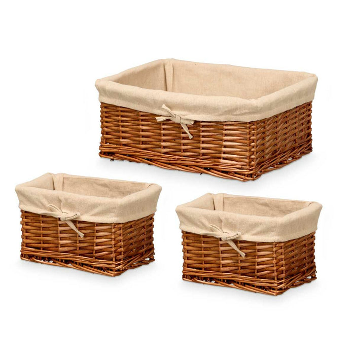 Set of Baskets Kipit Polyester wicker Cloth 50 % cotton 39 x 16 x 30 cm 3 Pieces