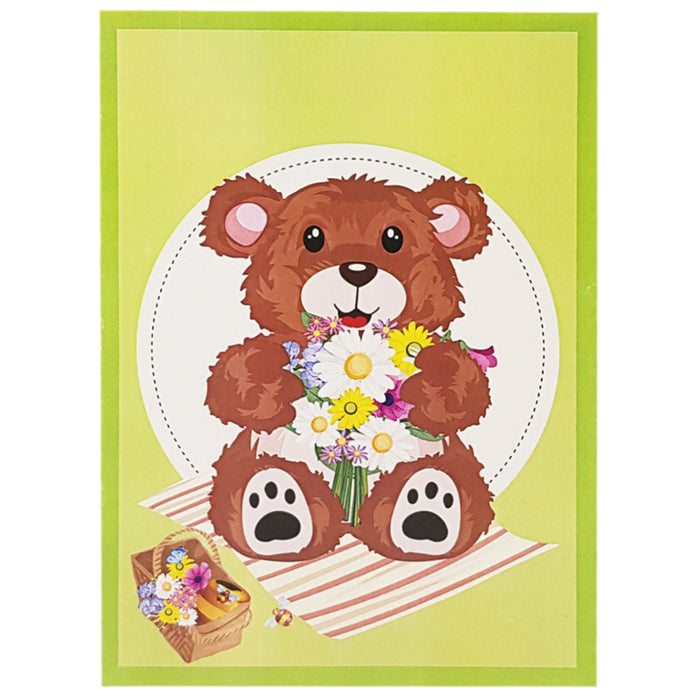 BEAR WITH BOUQUET POP-UP CARD "BEAR WITH BOUQUET" KIRIORI 10721