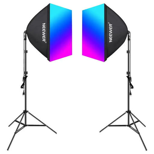Kit Neewer NK800 two softboxes + bulbs RGB 24W 2700-6500K + tripods + barndoors - Lamps<<<Photo studio<<<Photo
