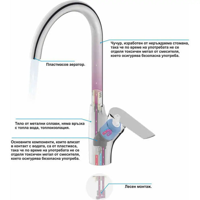 KITCHEN MIXER INTER CERAMIC DANISTA LEAD FREE - Смесители за кухня<<<Кухня<<<Praktiker&&&Кухненски