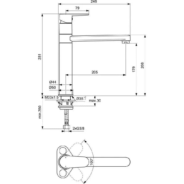 KITCHEN MIXER WITH GRANITE COATING IDEALSTANDARD CERAFINE BLACK - Смесители за кухня<<<Кухня<<<Praktiker&&&Кухненски