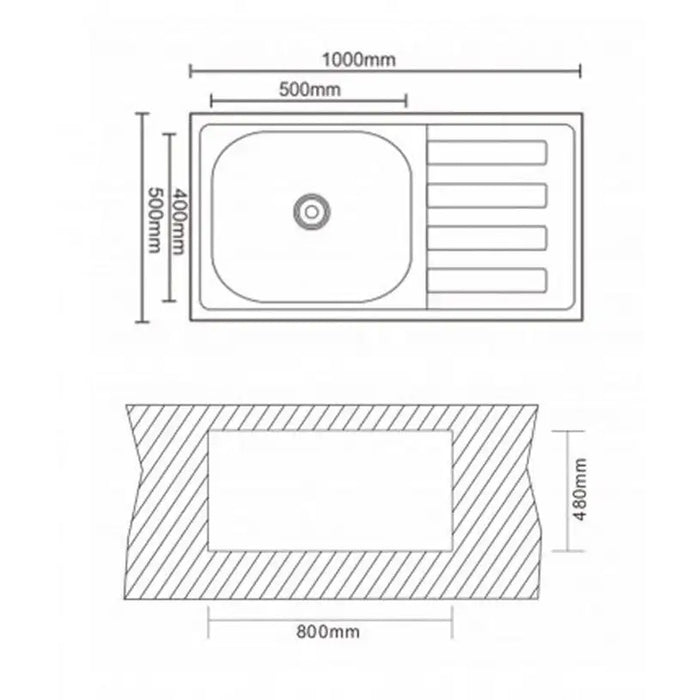 KITCHEN SINK INTER CERAMIC 10050R TEMPICO RIGHT 100X50X24 - Кухненски мивки<<<Кухненски