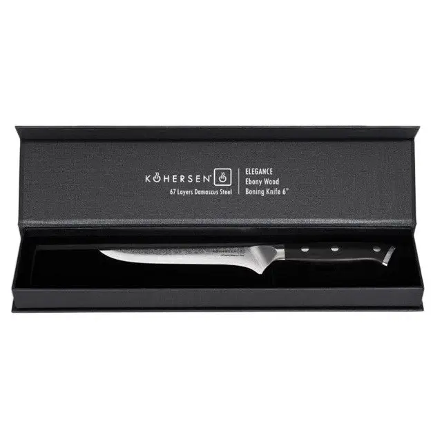 Kohersen Elegance Ebony Wood Boning knife Damascus steel 15.2 cm - Cutlery and cooking utensilsAGD-SZT<<<Home Appliance