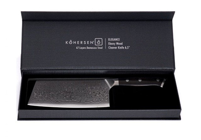 Cleaver Kohersen Elegance Ebony Wood Damascus steel cleaver 16.5 cm