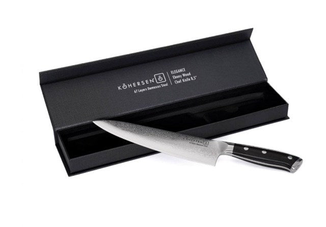 Chef Kohersen Elegance Ebony Wood Chef's knife Damascus steel 21.6 cm